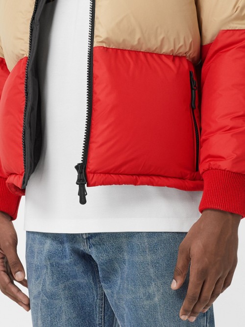 BURBERRY Logo Graphic Striped Puffer Jacket