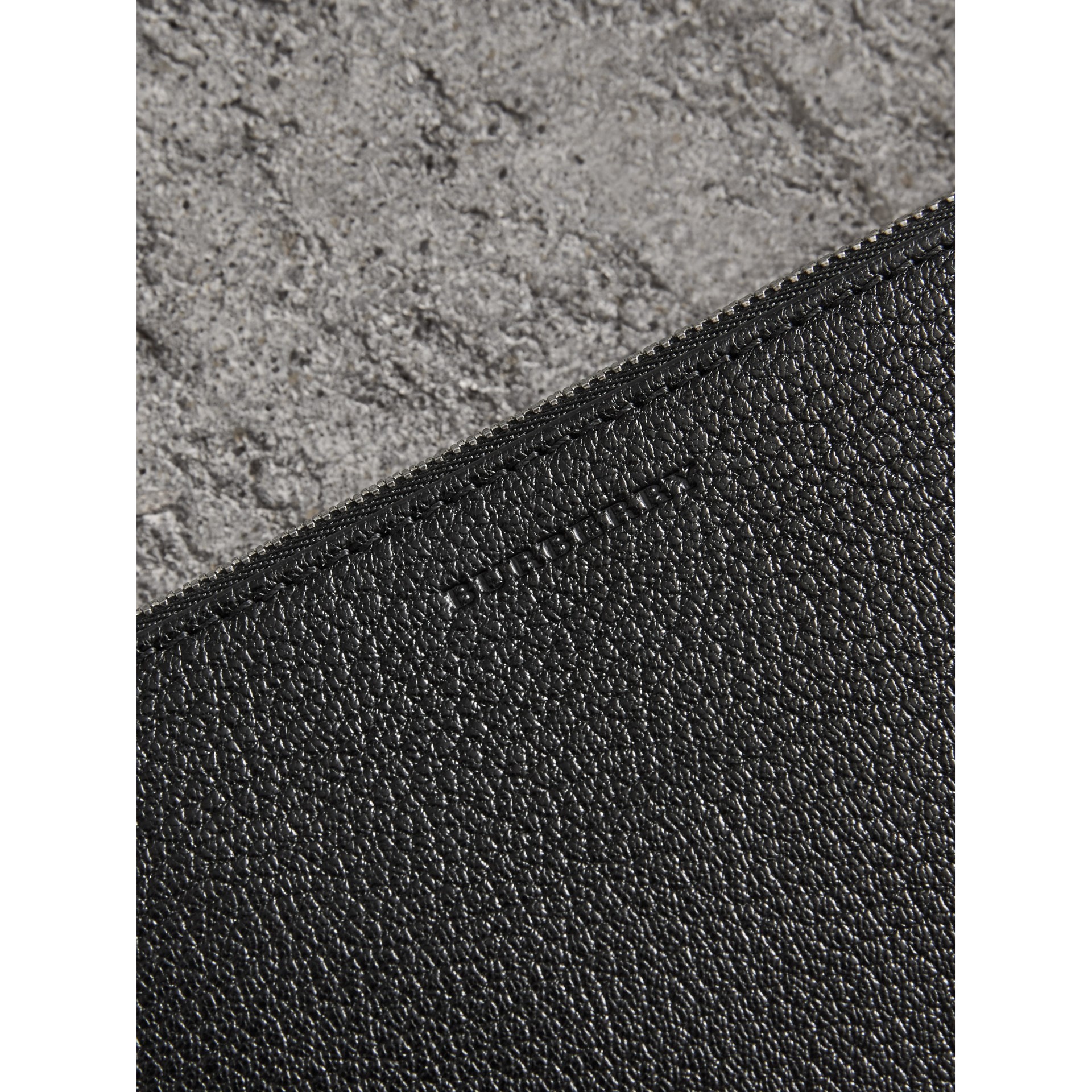 Triple Zip Grainy Leather Crossbody Bag in Black/silver Women