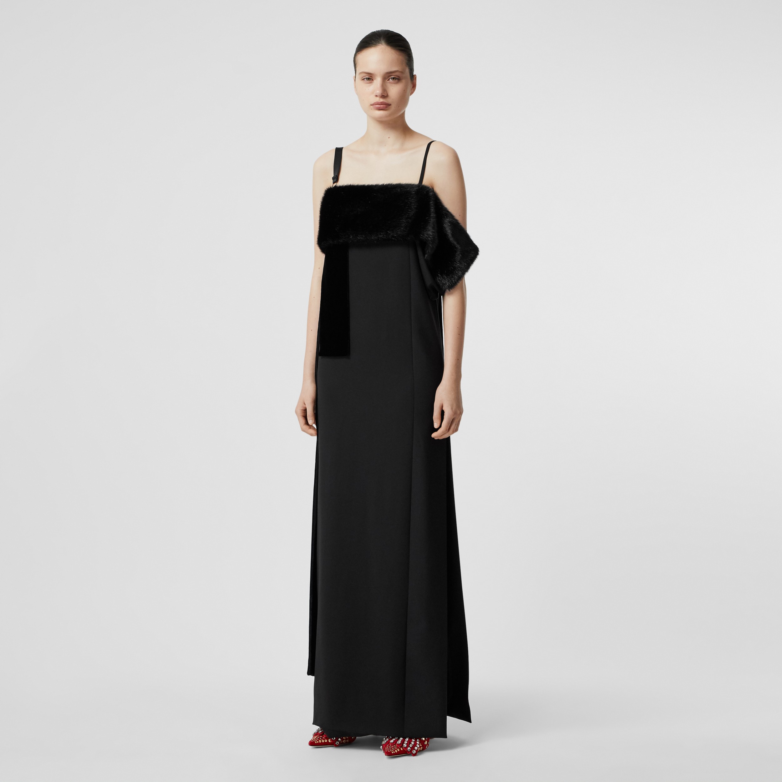 black fur gown