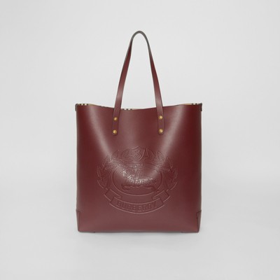 Burberry large embossed hot sale crest leather tote