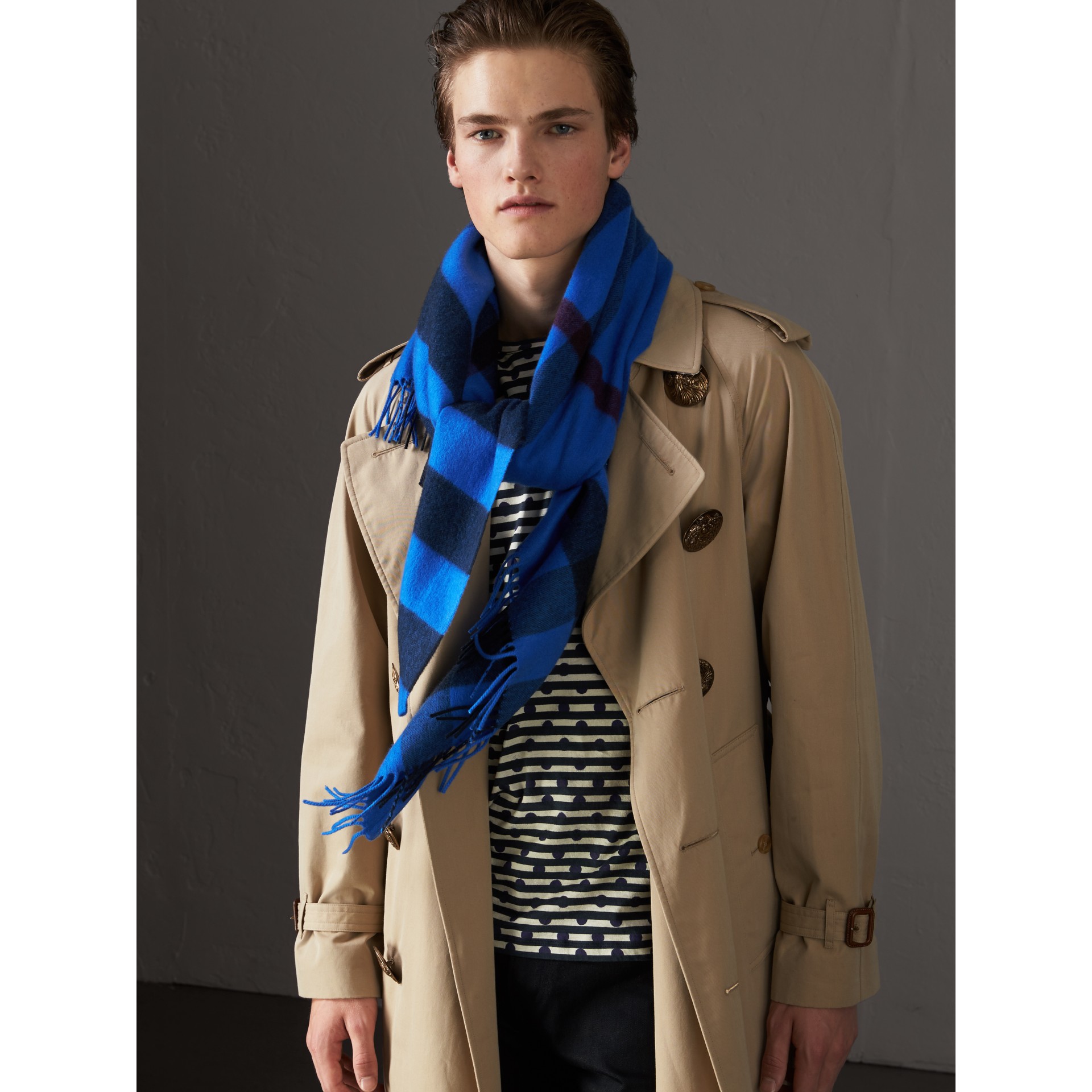 The Burberry Bandana in Check Cashmere in Bright Blue | Burberry United ...