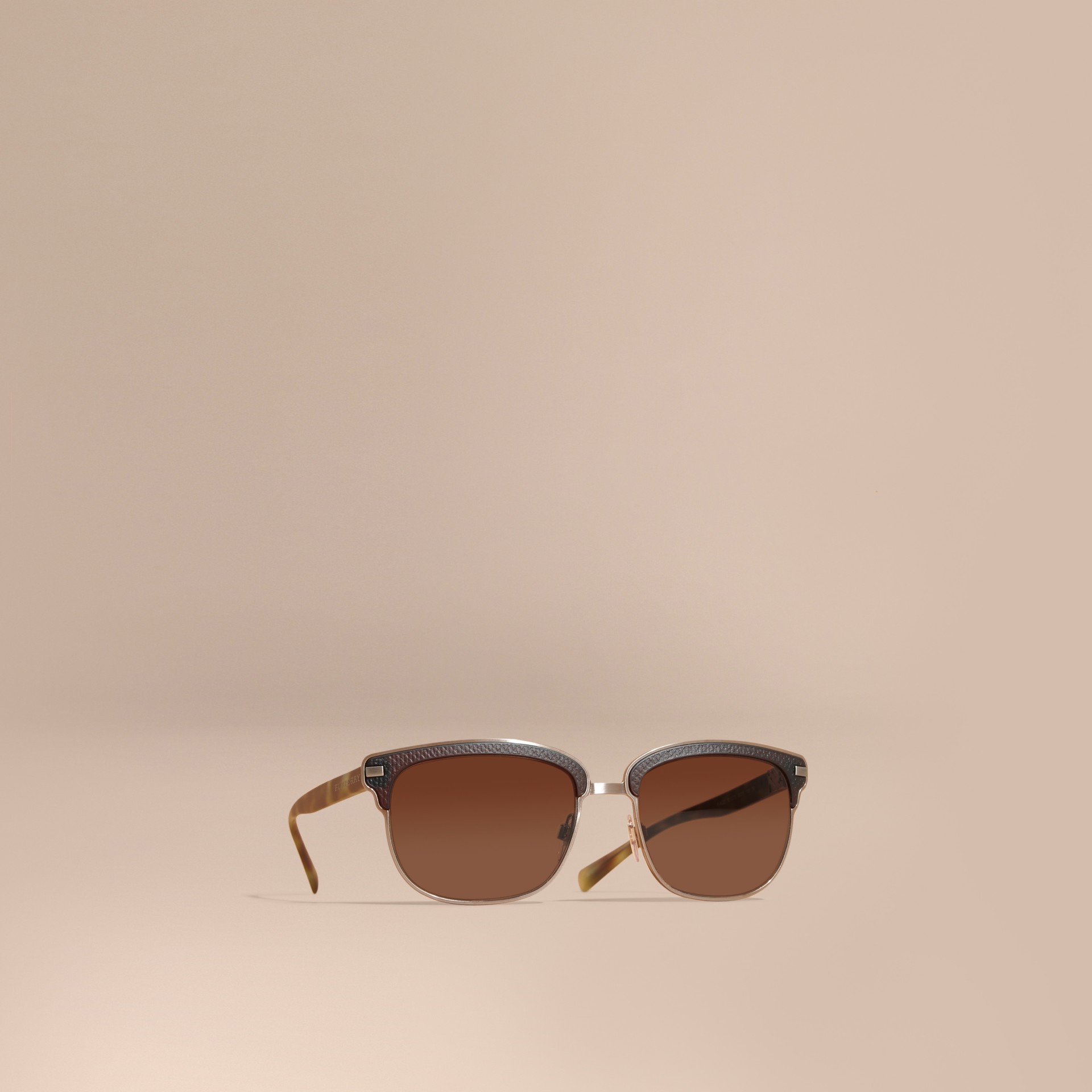 Textured Front Square Frame Sunglasses in Brown - Men ...