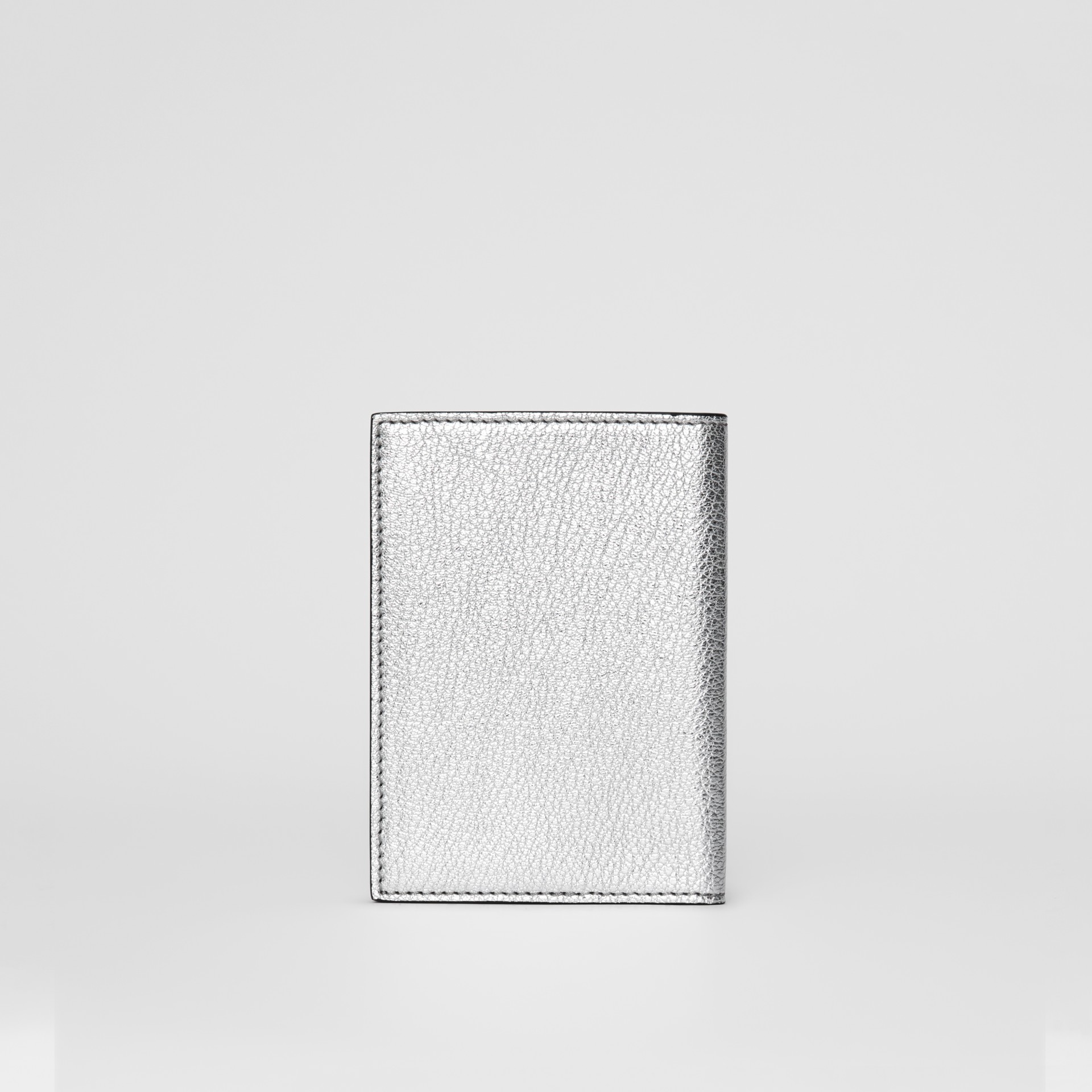 Metallic Leather Passport Holder in Silver Women Burberry United States
