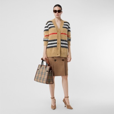 Icon Stripe Mohair Wool Blend Cardigan in Archive Beige - Women | Burberry®  Official