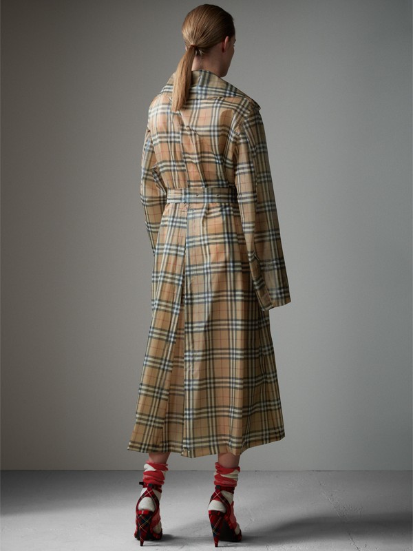 Vintage Check Soft-touch Plastic Single-breasted Coat in Antique Yellow ...