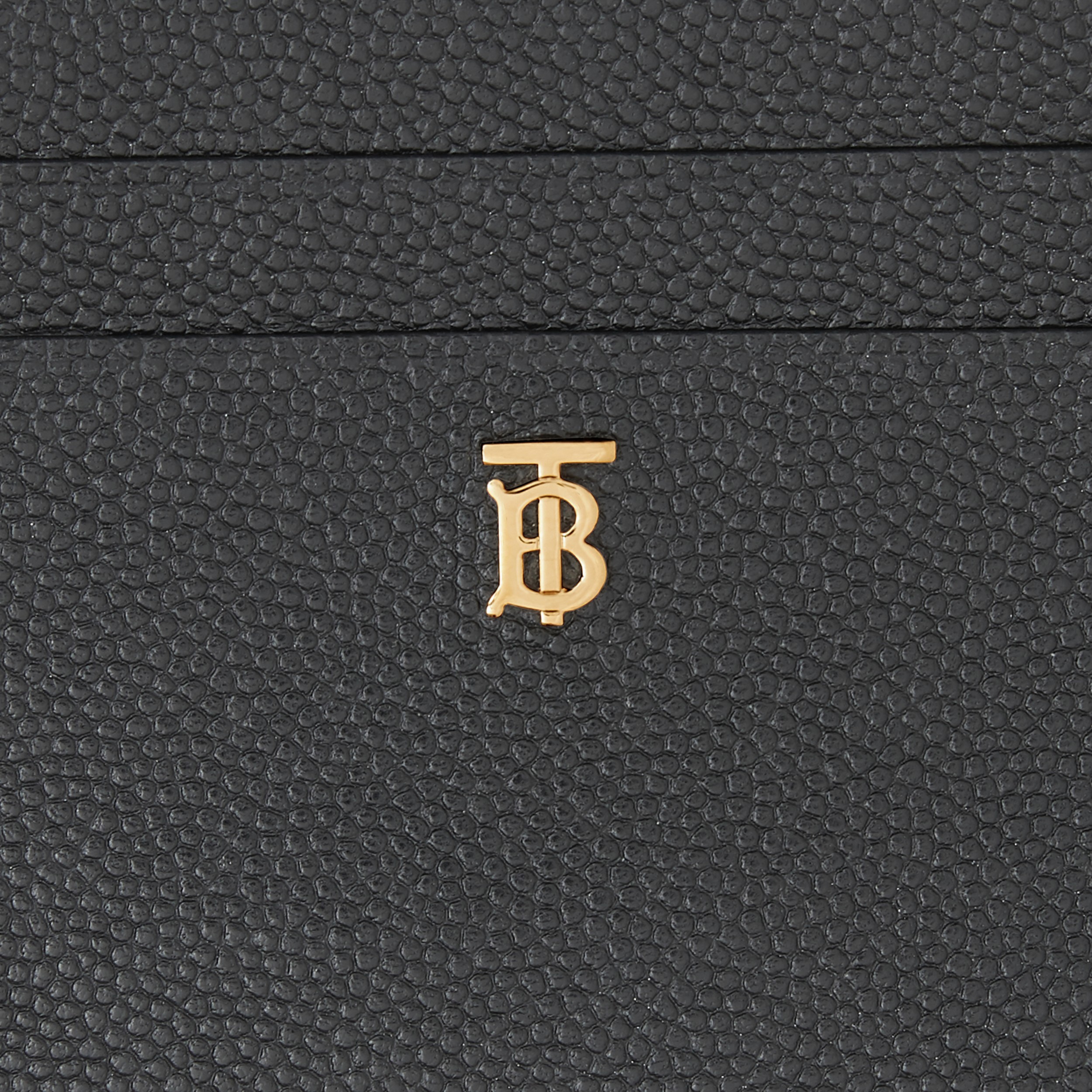 Monogram Motif Grainy Leather Zip Card Case in Black - Women | Burberry ...