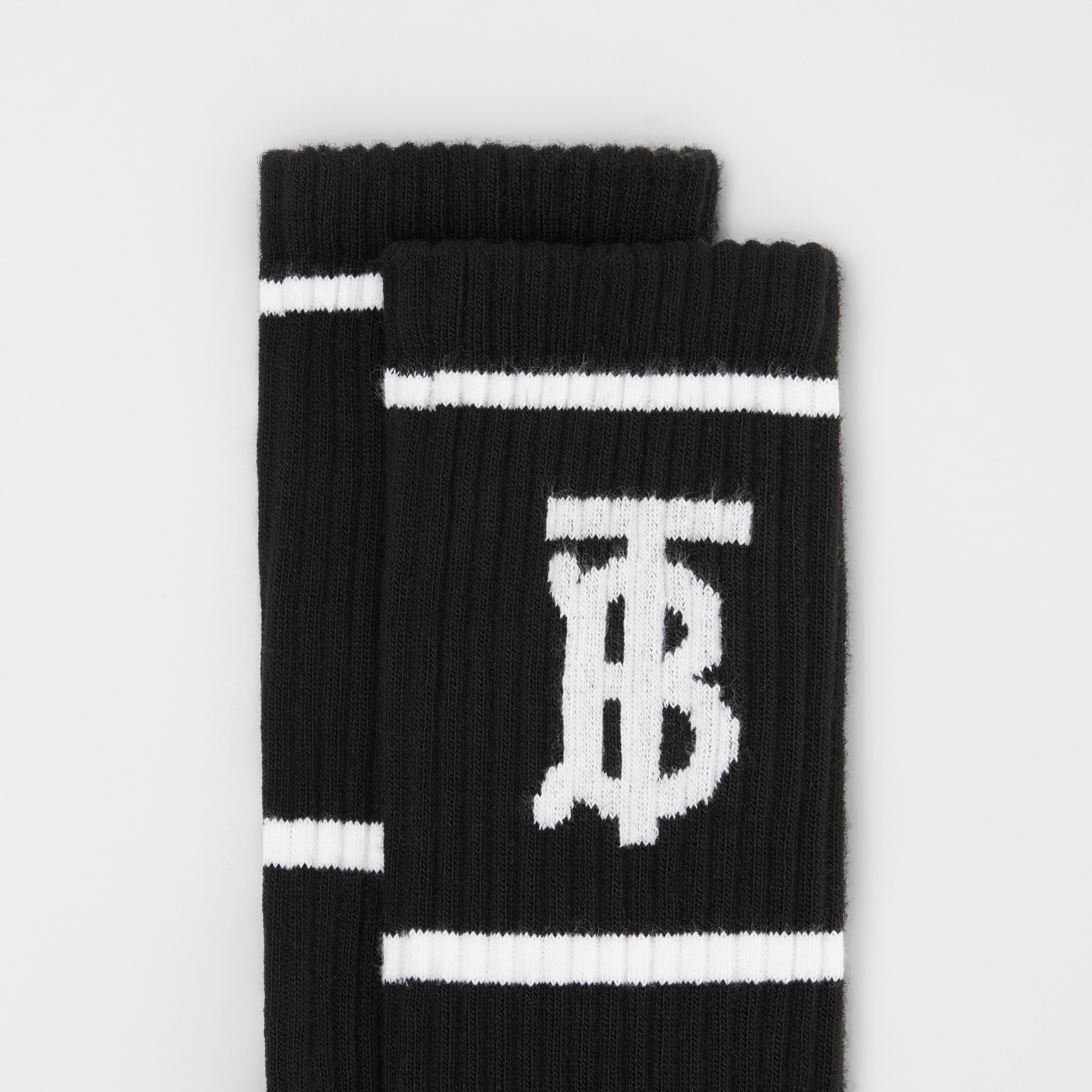 Monogram Motif Intarsia Socks in Black | Burberry® Official - 2