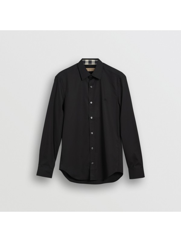 burberry check stretch cotton poplin shirt