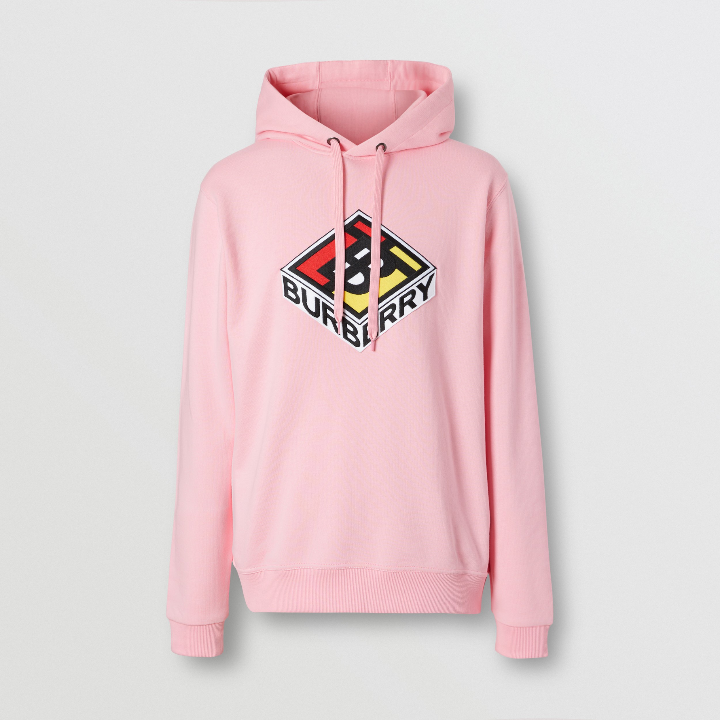 Logo Graphic Cotton Hoodie in Candy Pink - Men | Burberry United States