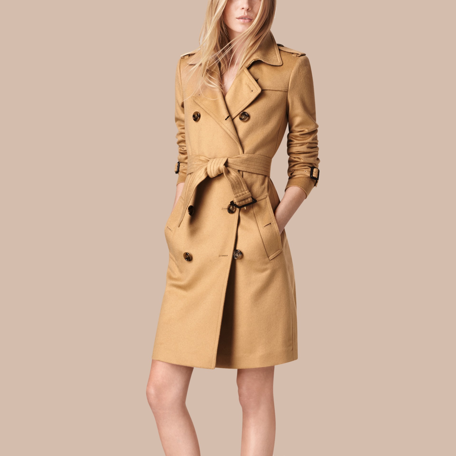 Kensington Fit Cashmere Trench Coat Camel | Burberry