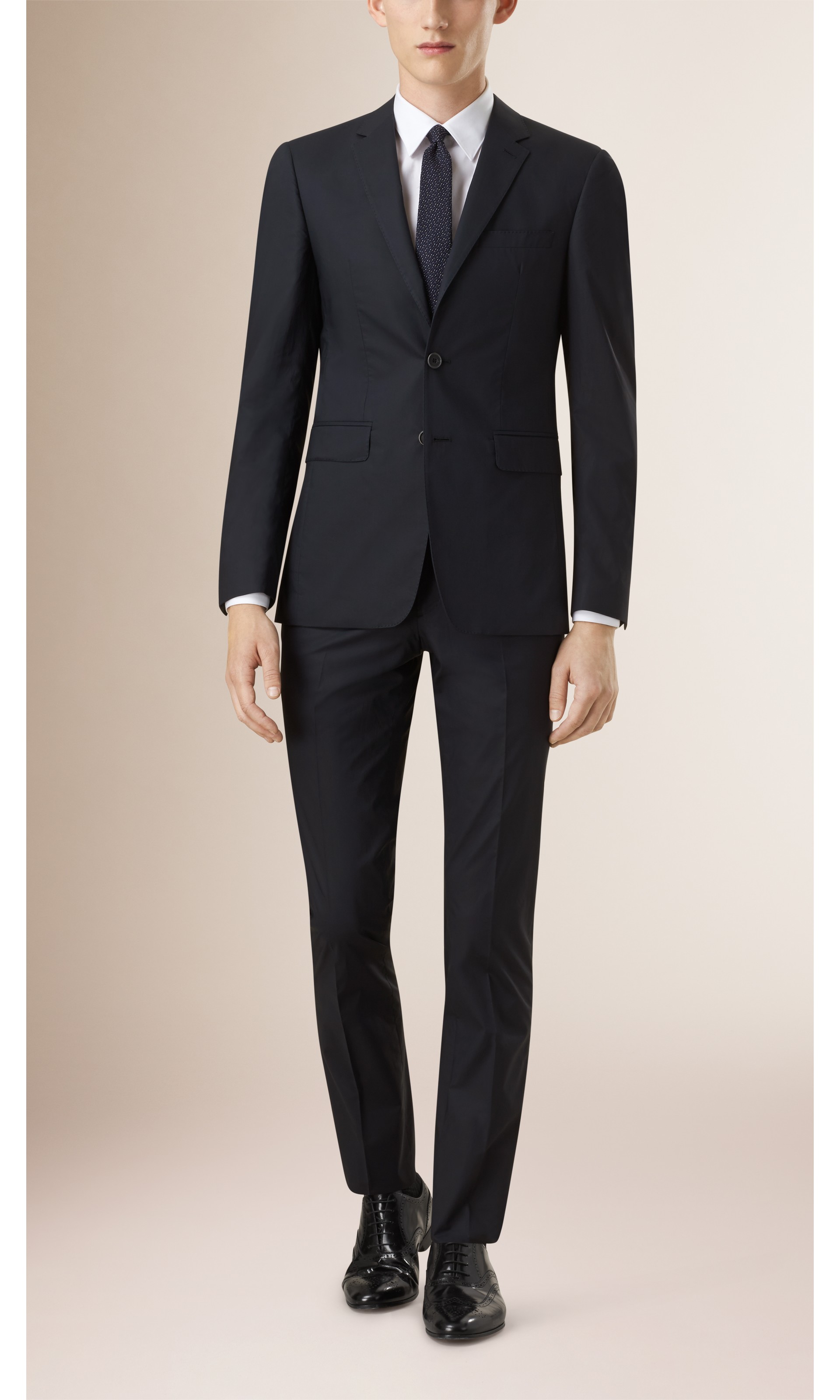 Slim Fit Cotton Suit in Navy - Men | Burberry United States