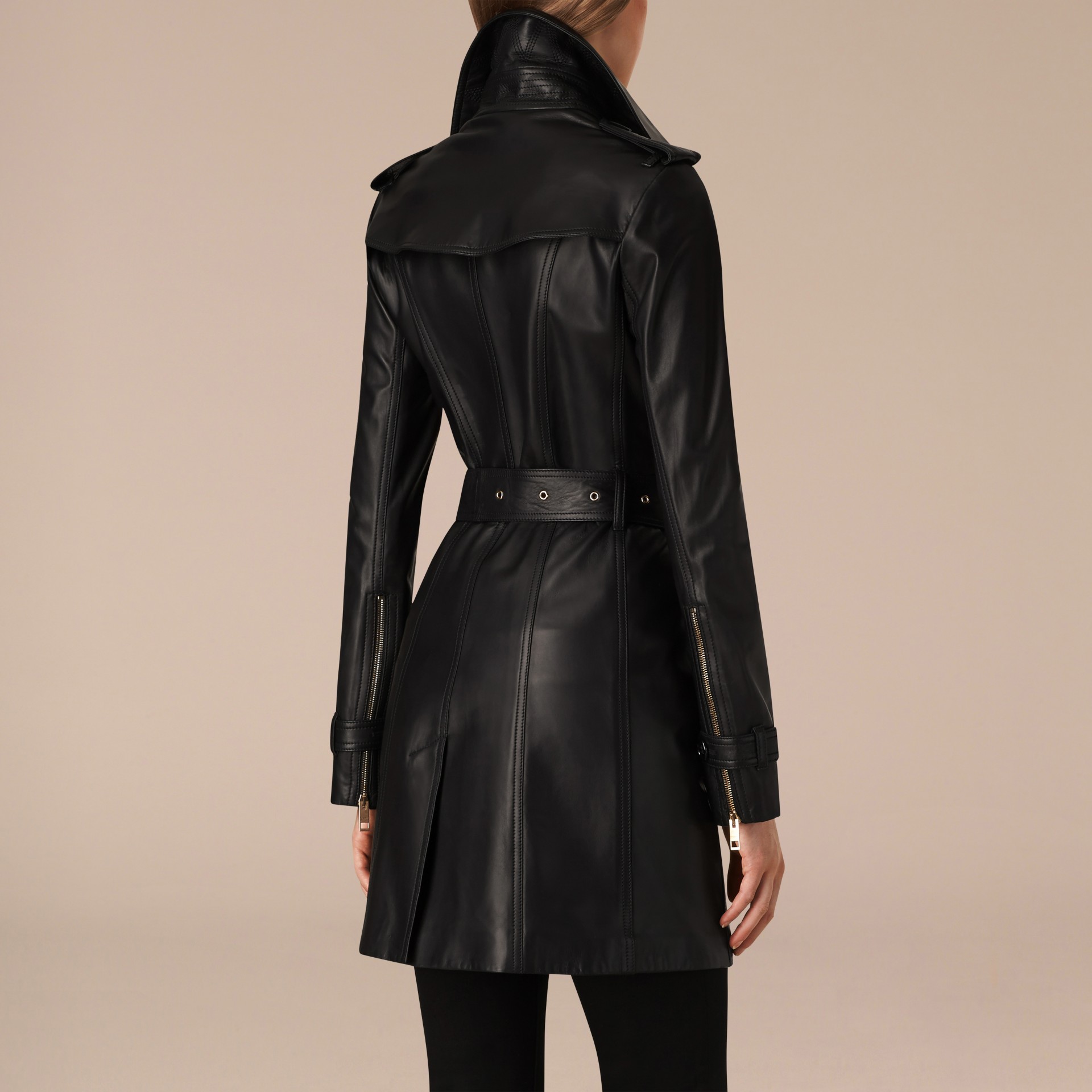 Lambskin Trench Coat In Black Women Burberry United States