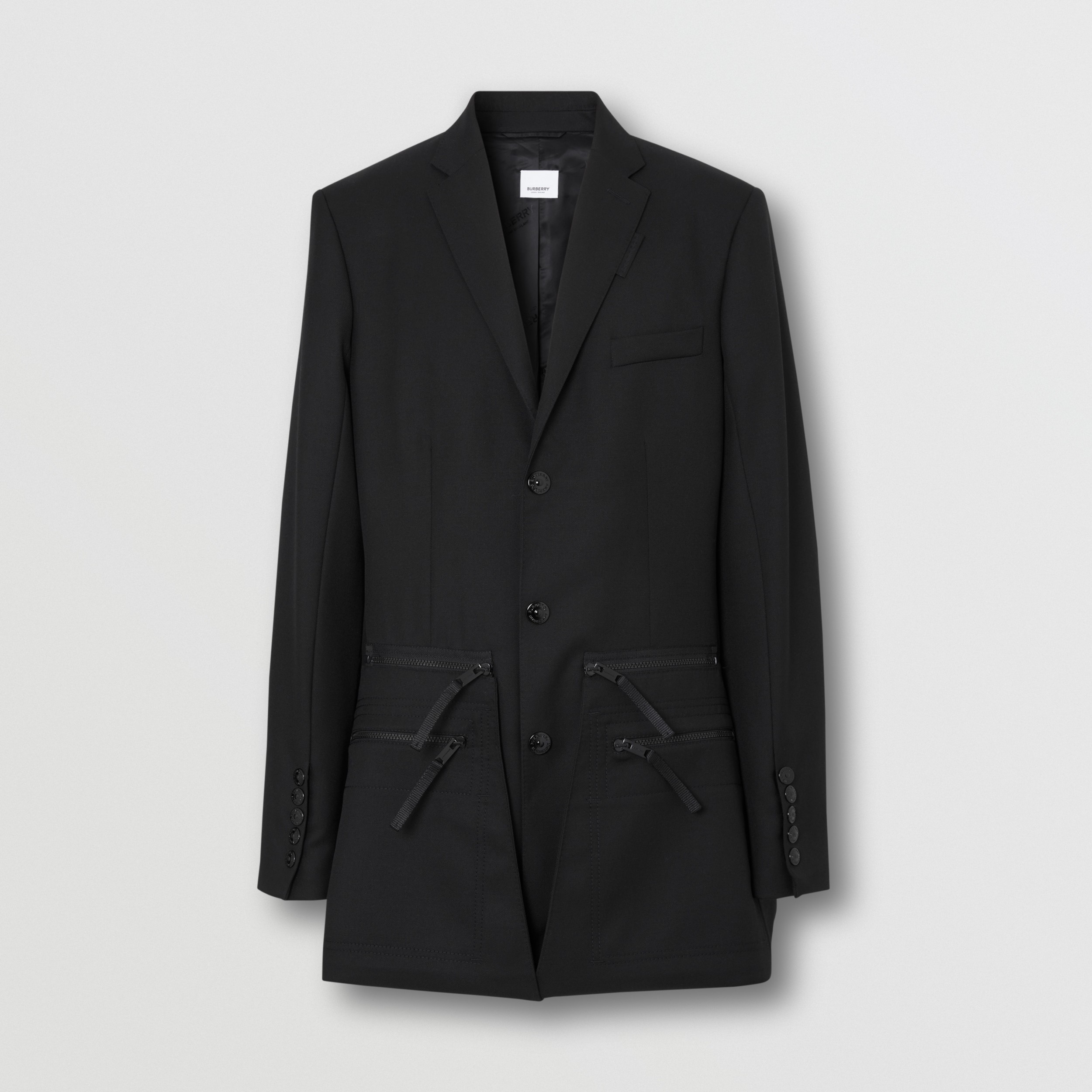 Slim Fit Zip Panel Wool Twill Blazer in Black - Men | Burberry United ...