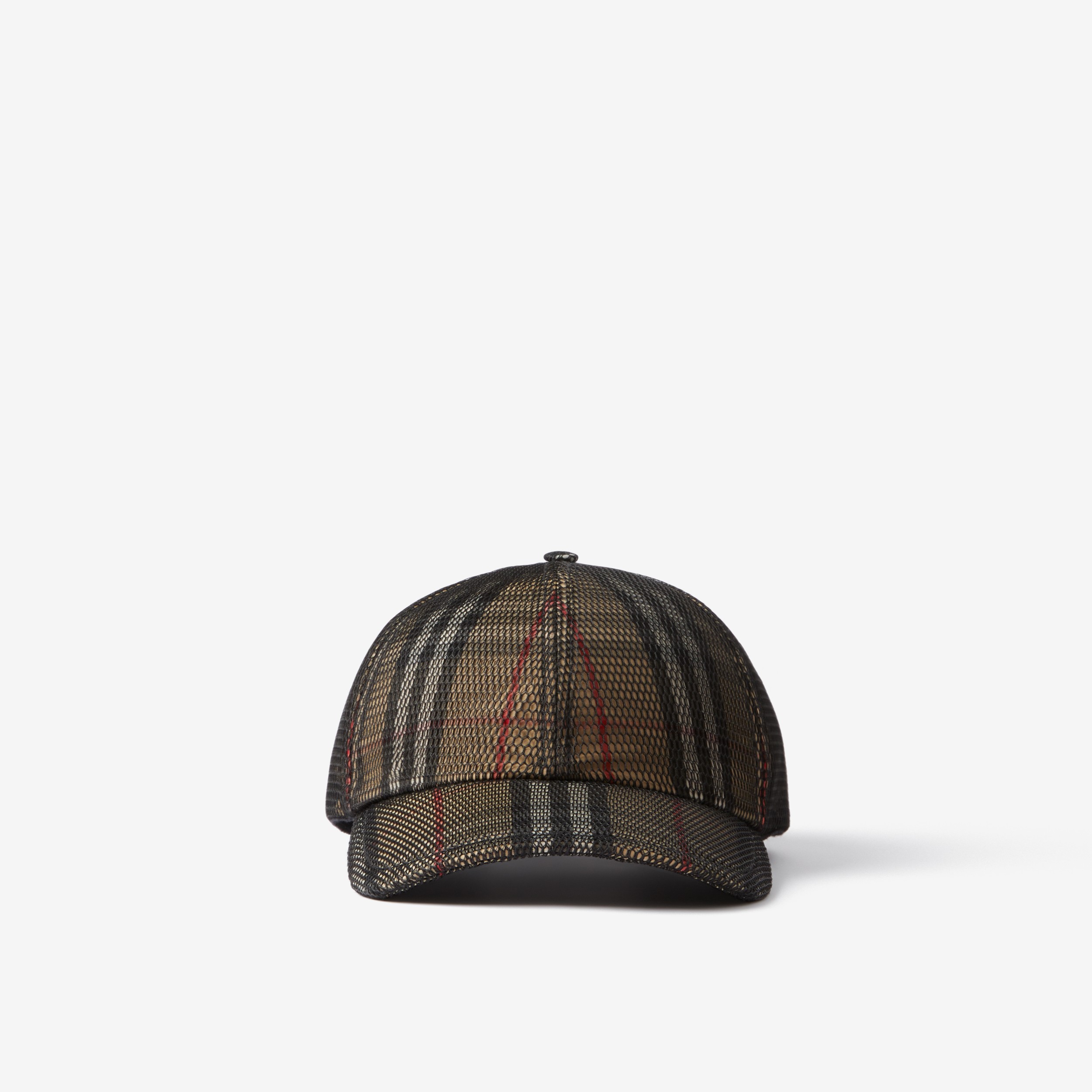 Gorra de béisbol a cuadros con malla superpuesta (Beige Vintage/negro) |  Burberry® oficial