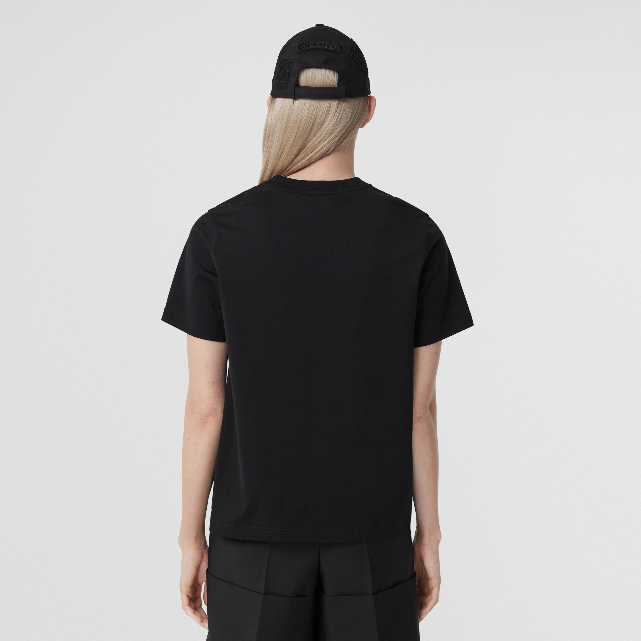 Logo Print Cotton T-shirt in Black - Women | Burberry® Official - 3