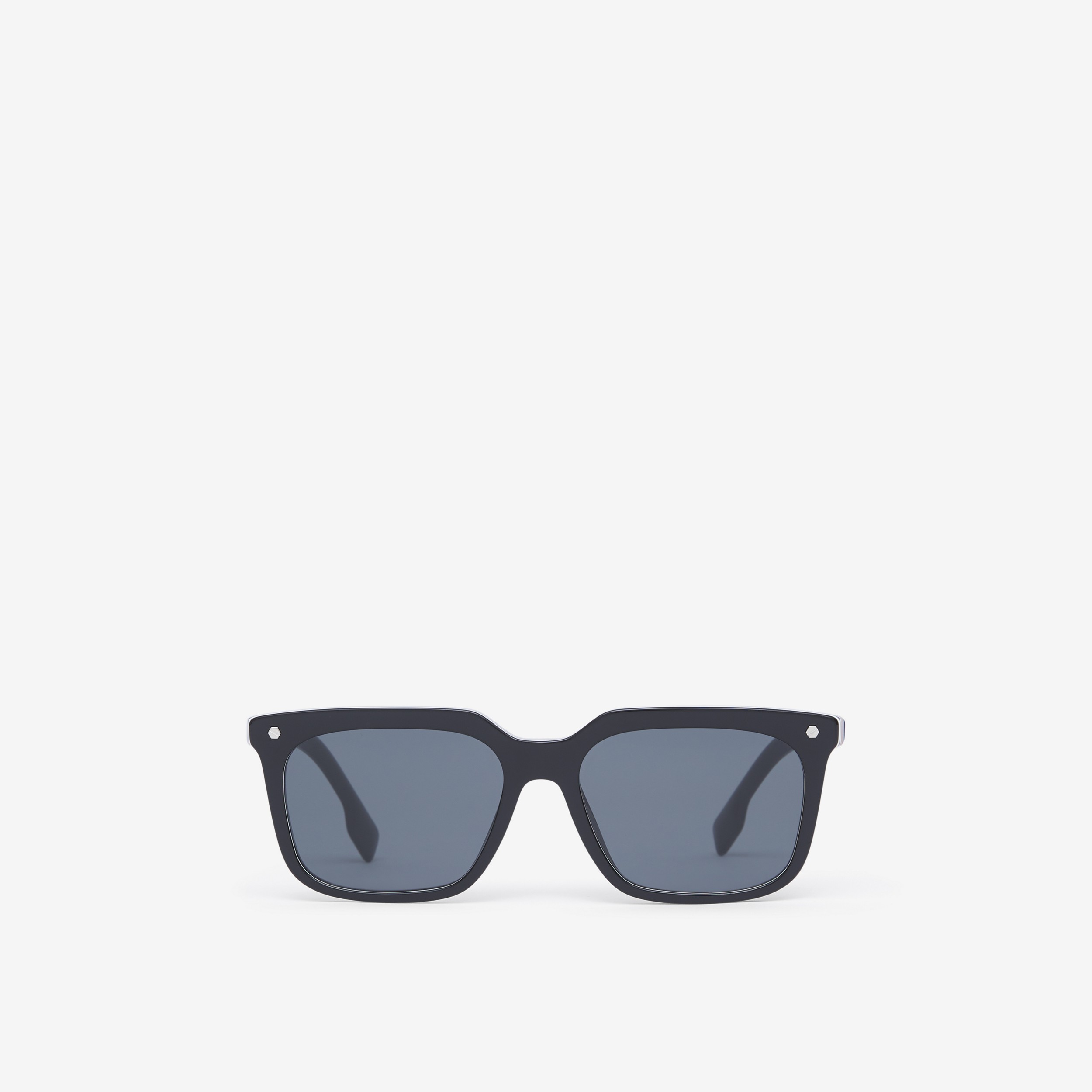 Stripe Detail Square Frame Sunglasses in Blue - Men | Burberry® Official - 1
