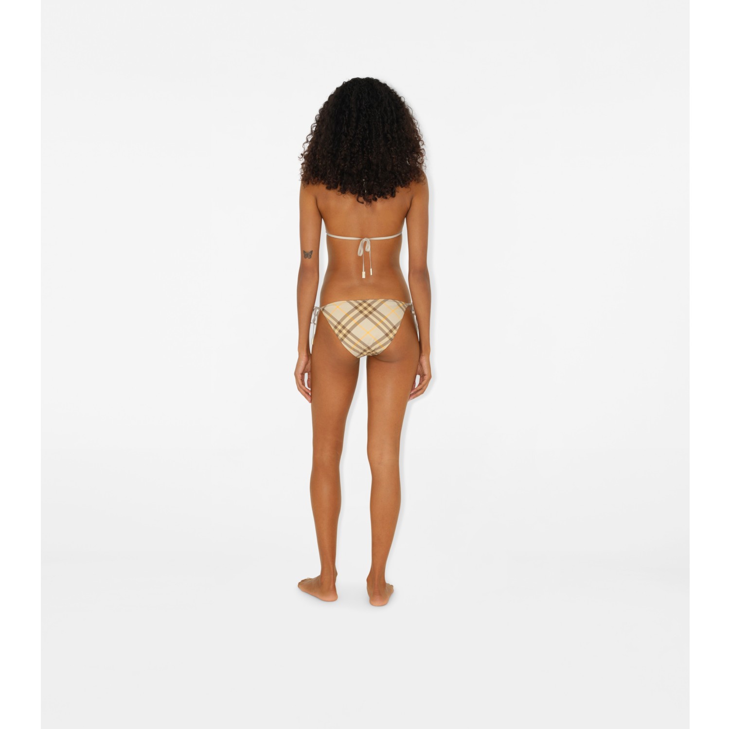 Check Bikini Top in Wheat - Women, Nylon | Burberry® Official