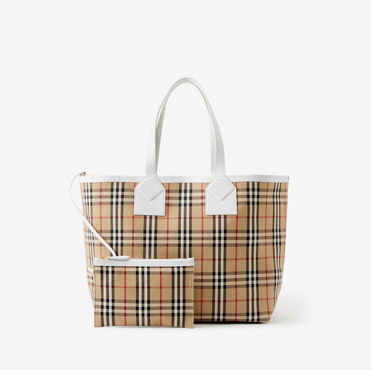Large London Tote Bag in Archive Beige/white | Burberry® Official