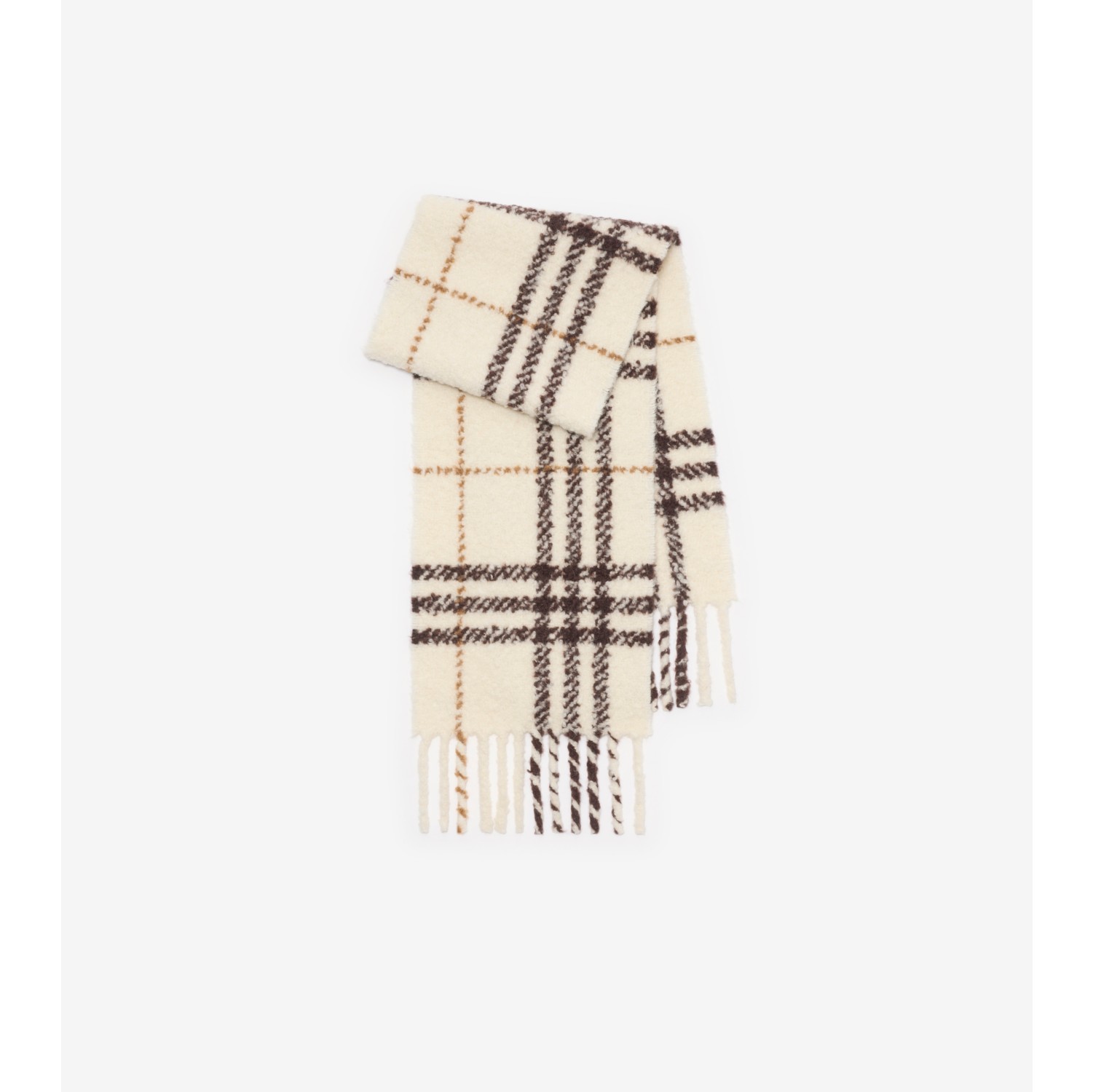 Check Alpaca Wool Blend Bouclé Scarf