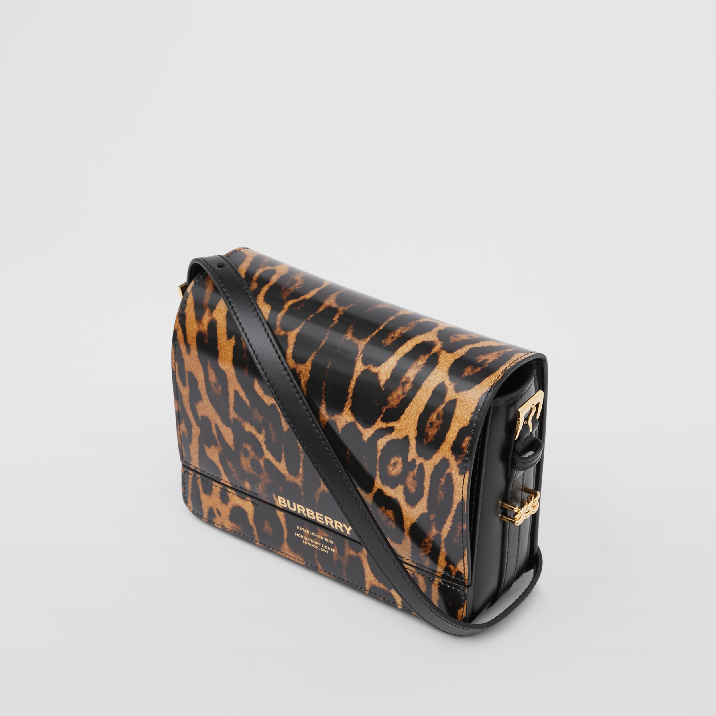 Small Leopard Print Leather Grace Bag in Dark Mustard - Women