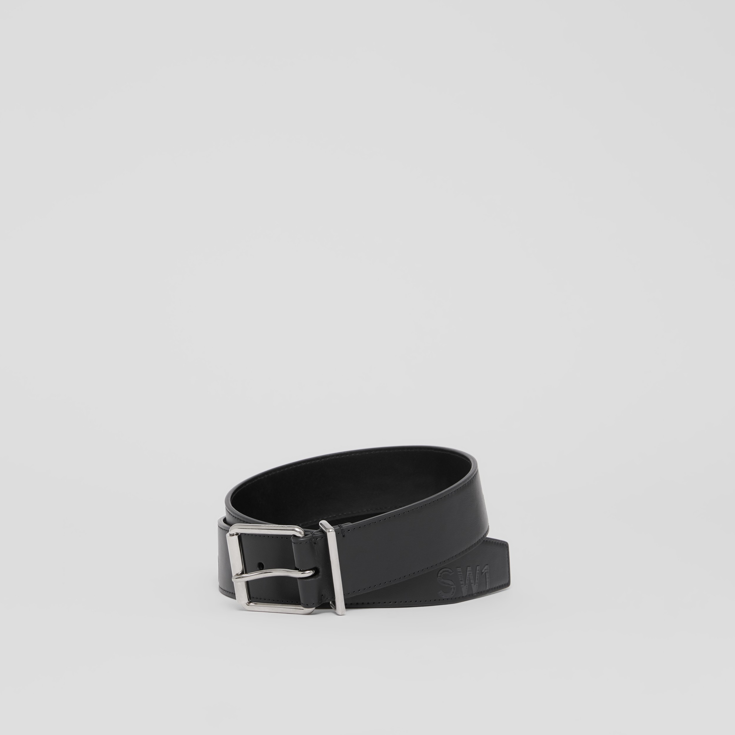 Horseferry Print Leather Belt in Black - Men | Burberry United States