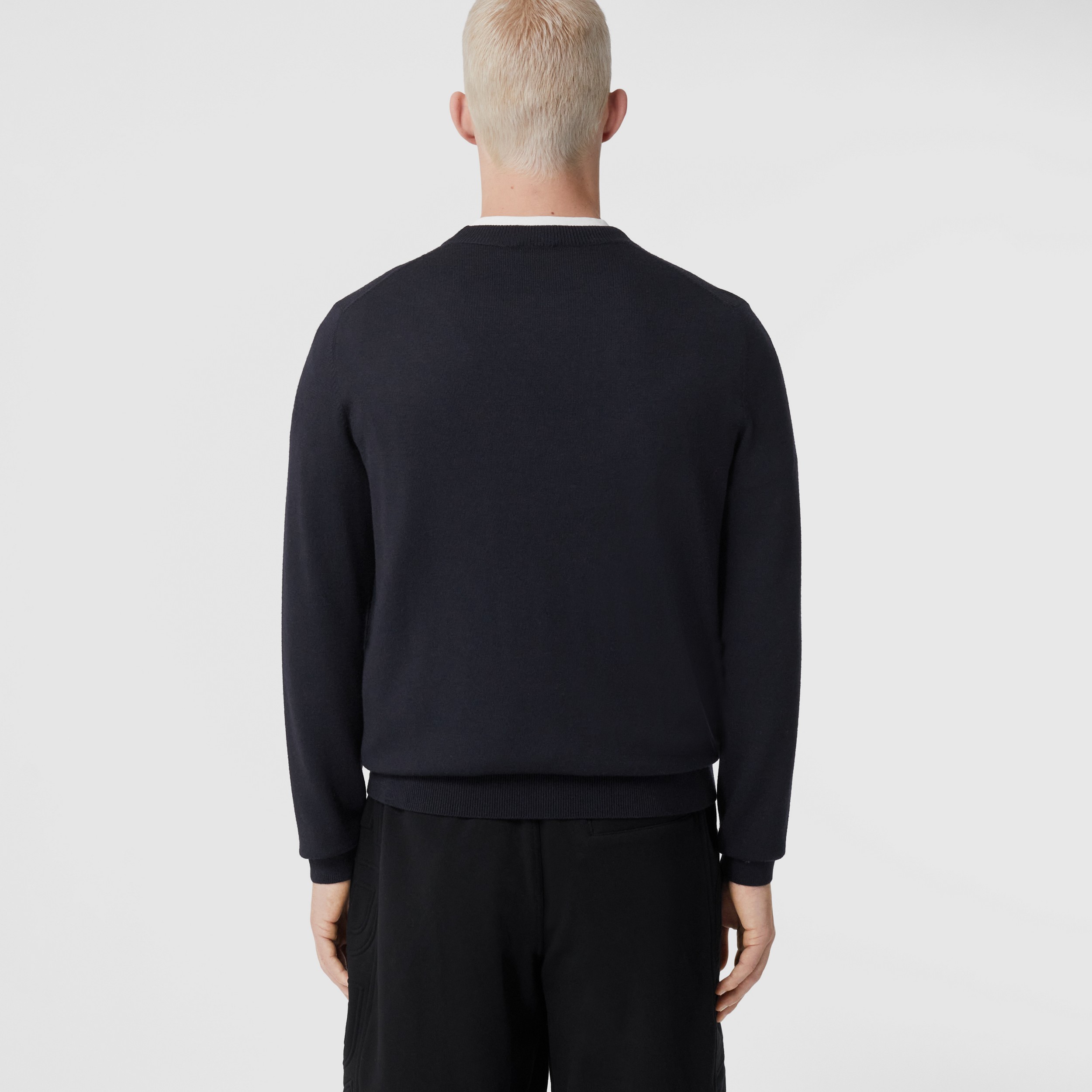 Logo Intarsia Wool Blend Sweater in Coal Blue - Men | Burberry® Official - 3