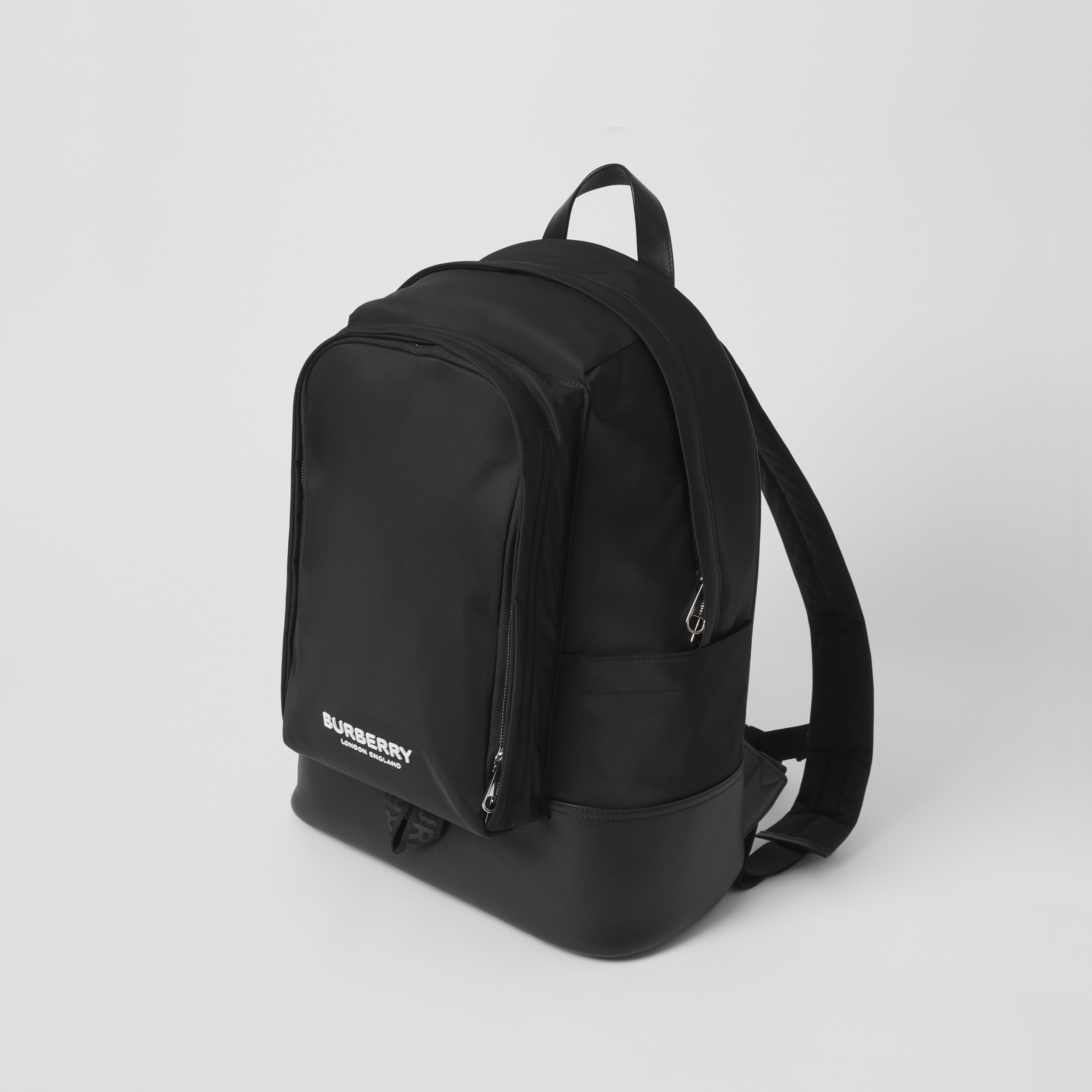 Large Logo Print Nylon and Leather Backpack in Black - Men | Burberry® Official - 4