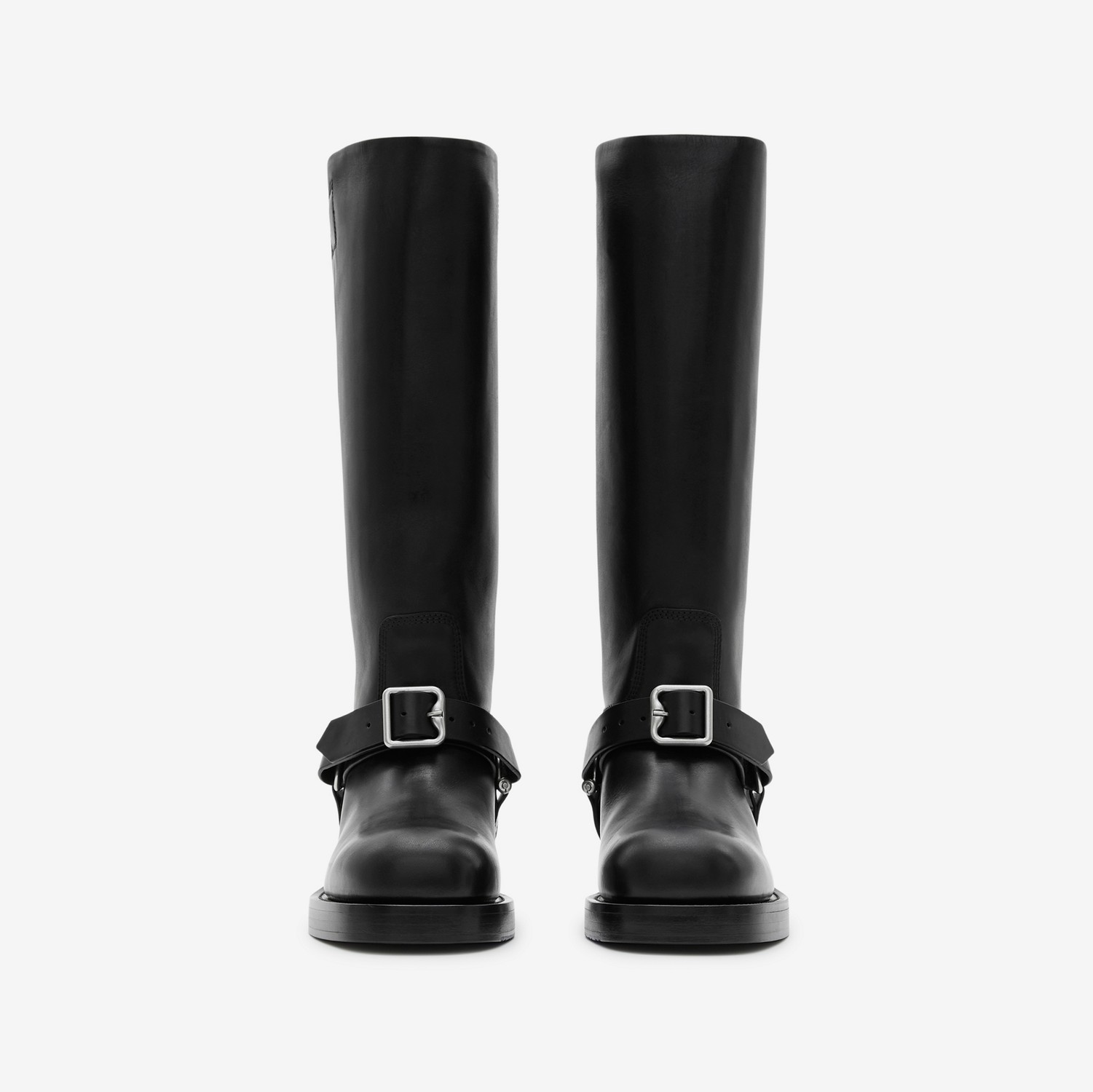 Leather Saddle Tall Boots in Black - Women | Burberry® Official