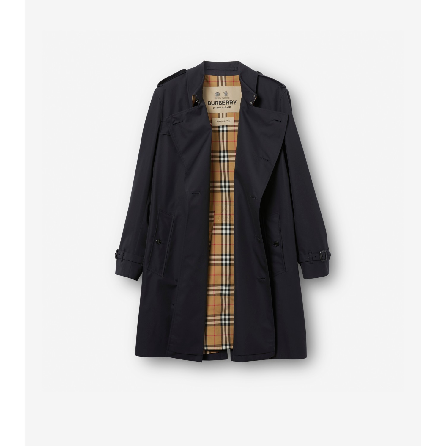 The Mid length Kensington Trench Coat in Midnight Men Cotton Gabardine Burberry Official