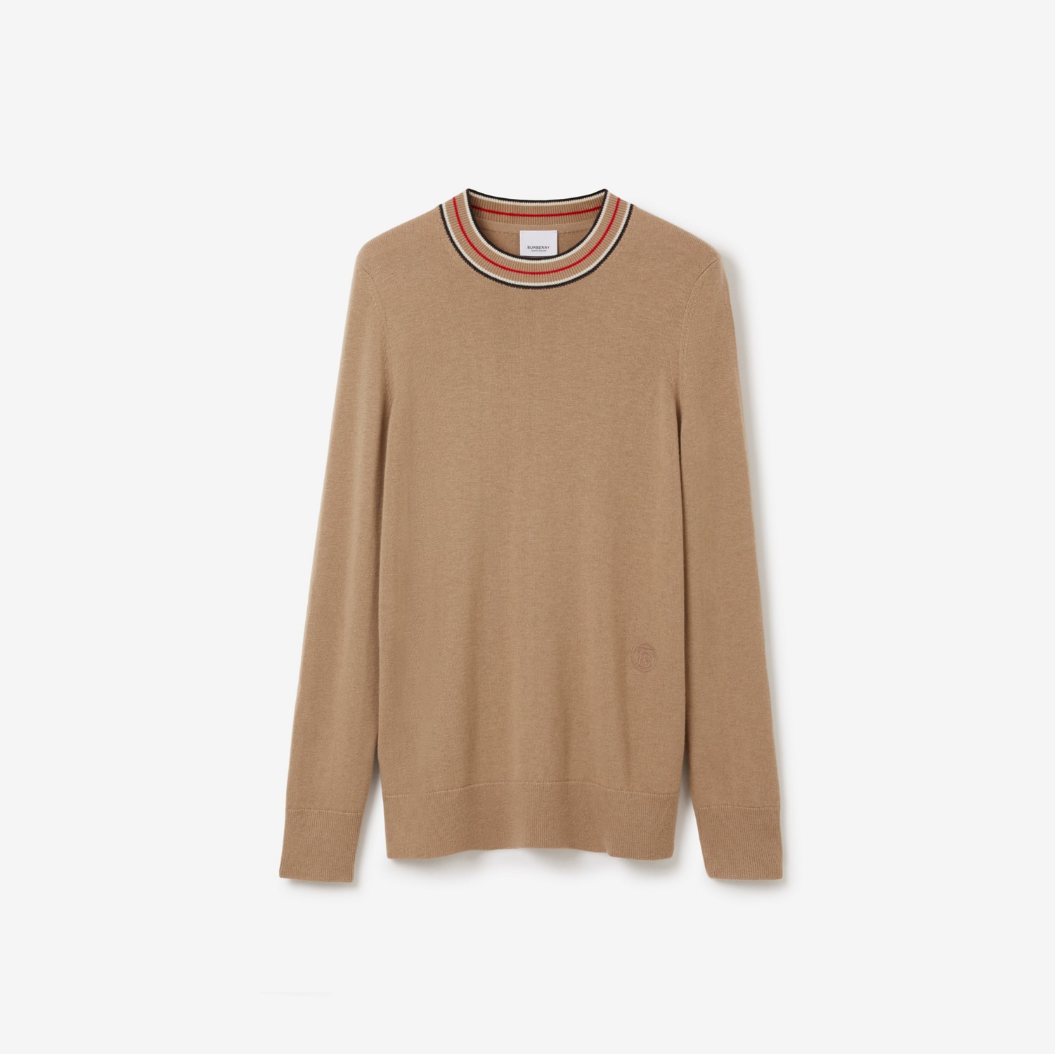 Stripe Collar Cashmere Sweater in Camel - Women | Burberry® Official
