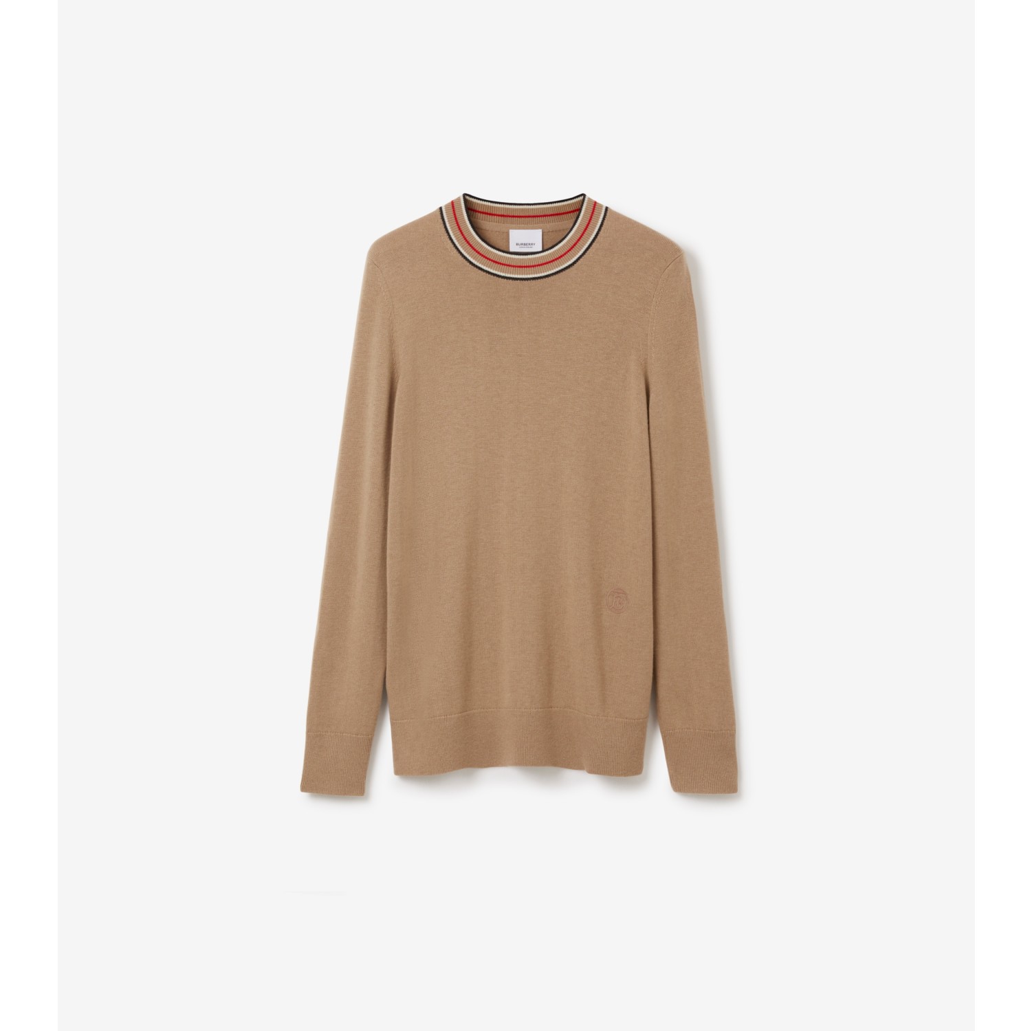 Stripe Collar Cashmere Sweater in Camel - Women | Burberry® Official