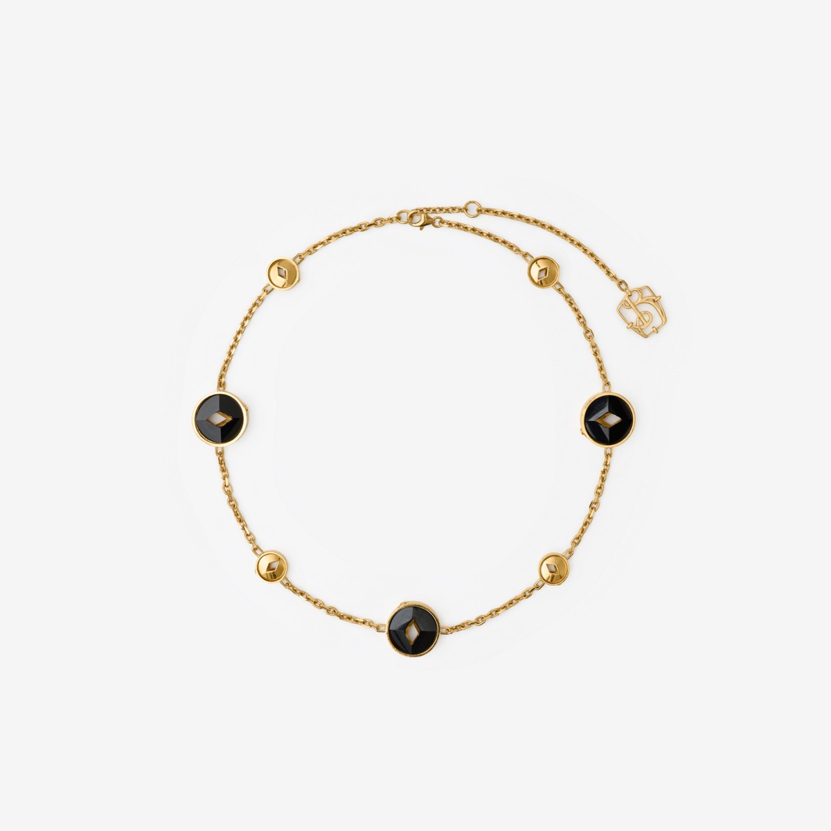 Shop Burberry Hollow Medallion Necklace In Gold/black