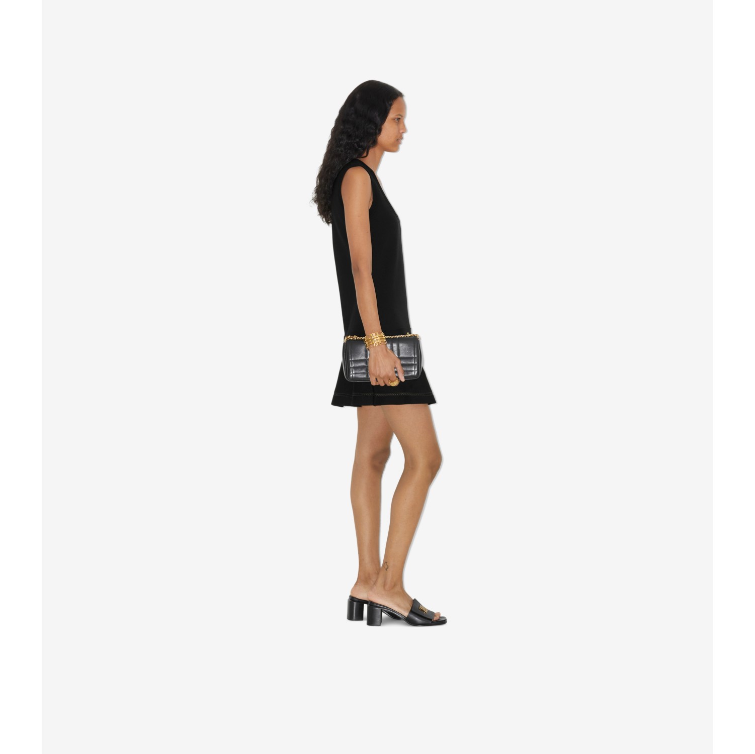 Sleeveless Cashmere Cotton Blend Dress in Black - Women | Burberry® Official