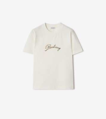 チェック カーシヴロゴ コットンTシャツ (チョークホワイト