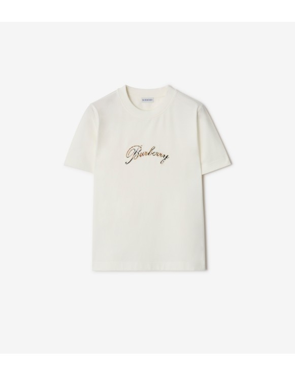 Check Cursive Logo Cotton T-shirt
