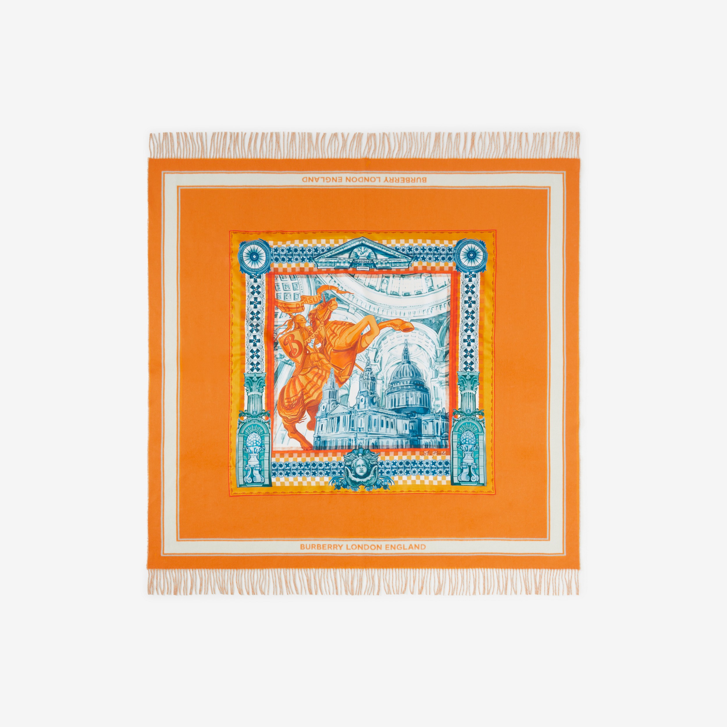 Kaschmir-Woll-Decke mit EKD-Print (Leuchtendes Orange) | Burberry® - 1