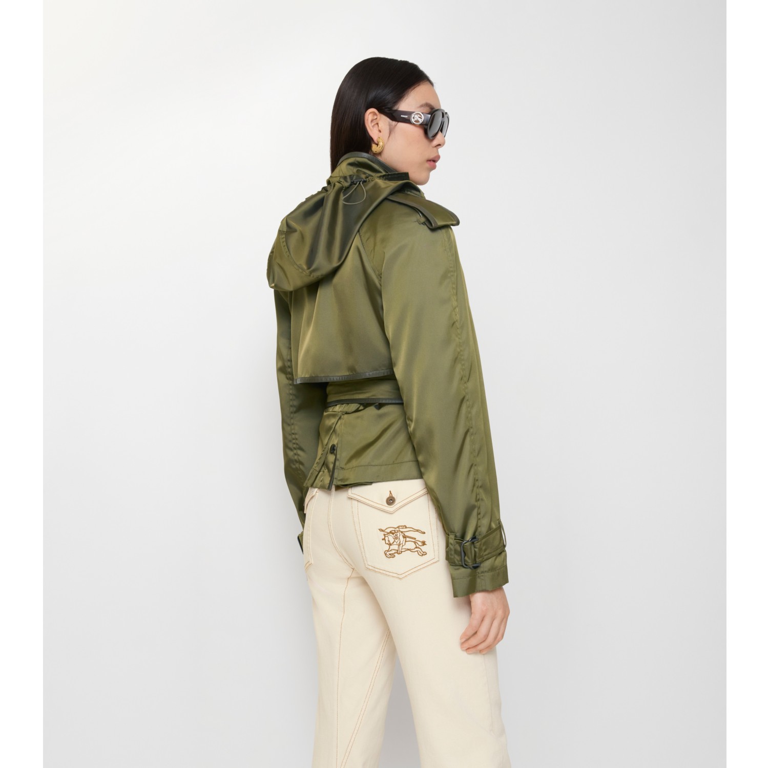 Short Nylon Blend Trench Coat in Tent green - Women | Burberry® Official