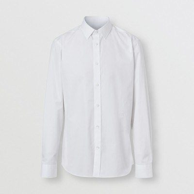 Slim Fit Monogram Motif Cotton Poplin Shirt