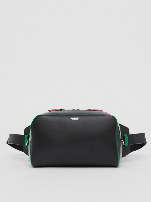Burberry Leather And Vinyl Cube Bum Bag In Black