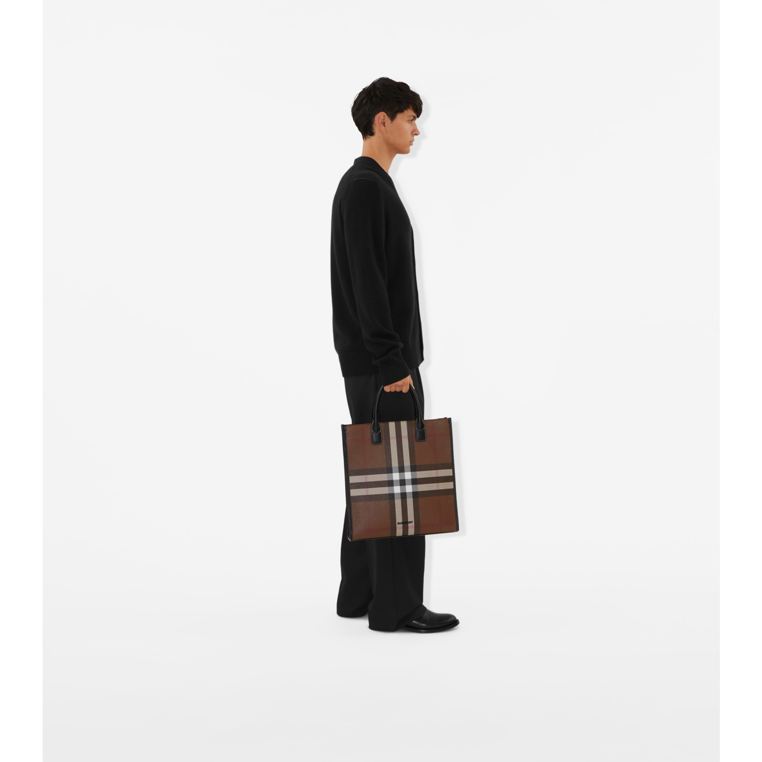 Burberry Denny Checked Tote Bag in Brown for Men