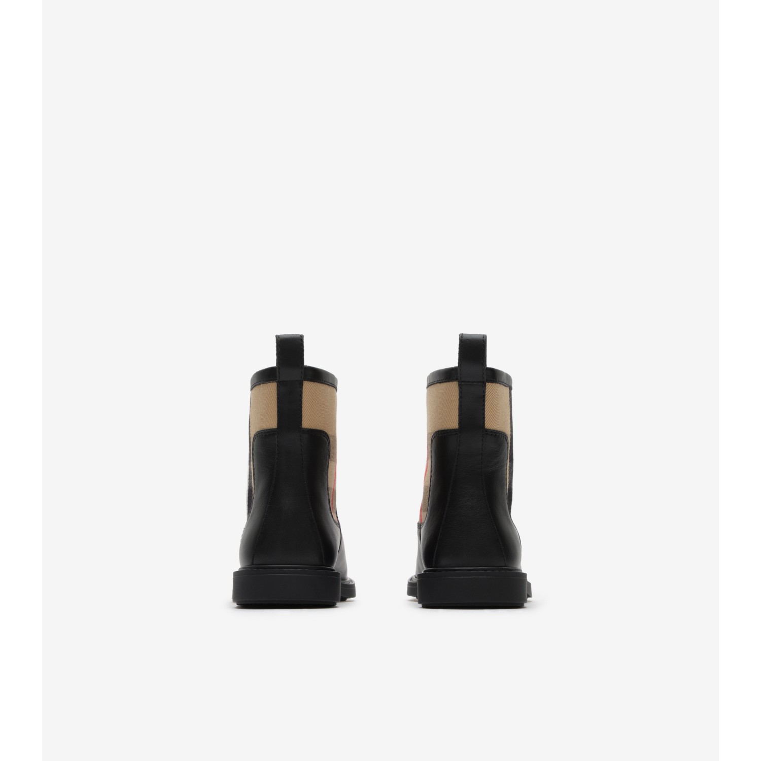 Check Panel Leather Boots - thumbnail 3