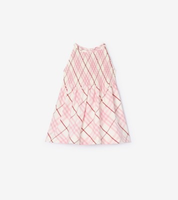 Check Cotton Dress in Flora pink | Burberry® Official