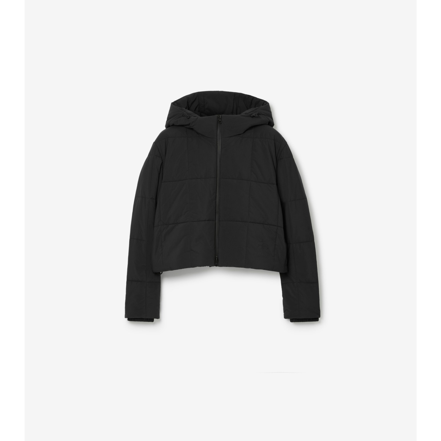 Cropped Quilted Nylon Jacket in Black - Women