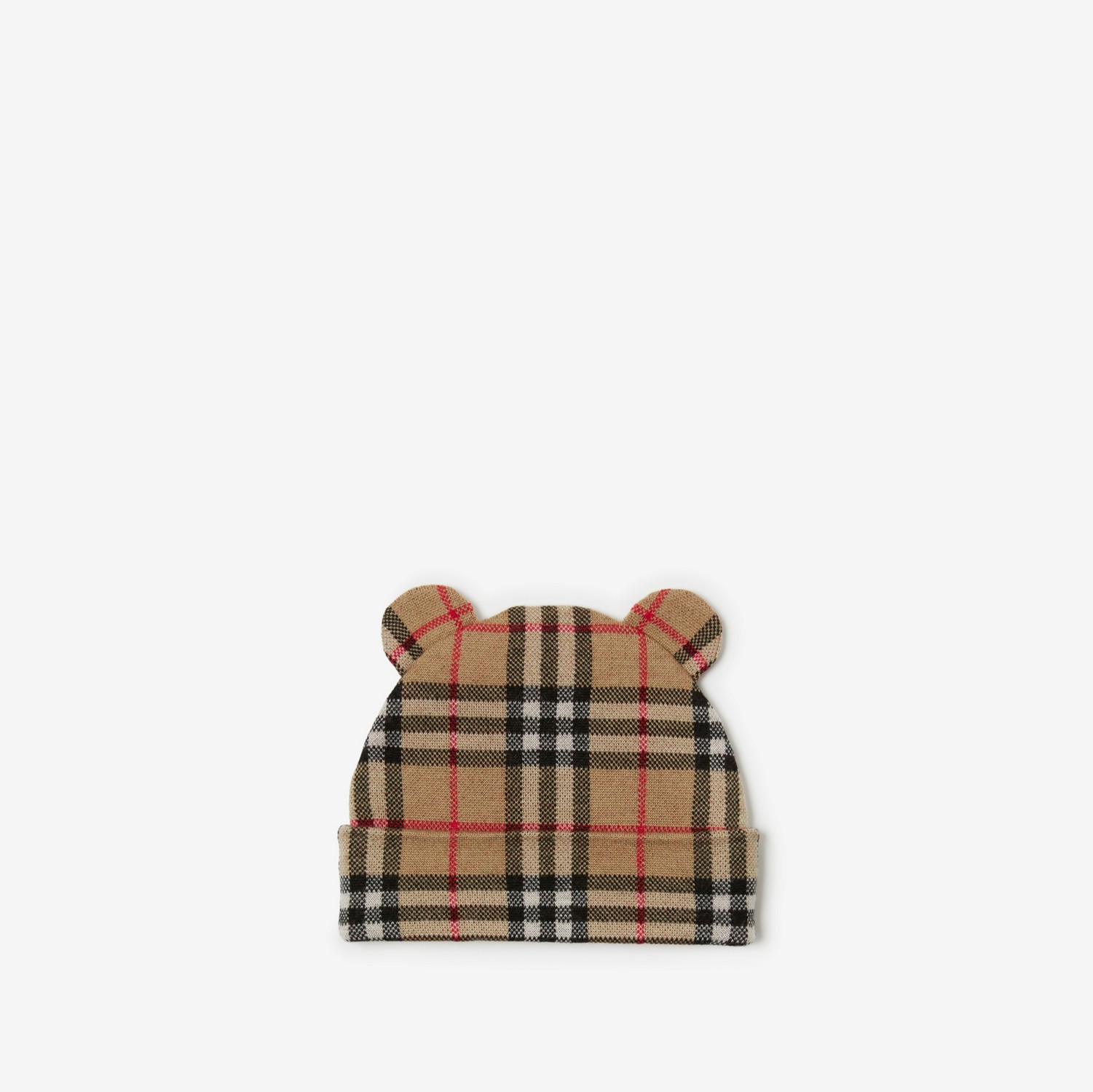 Check Wool Teddy Beanie in Archive Beige - Children | Burberry® Official