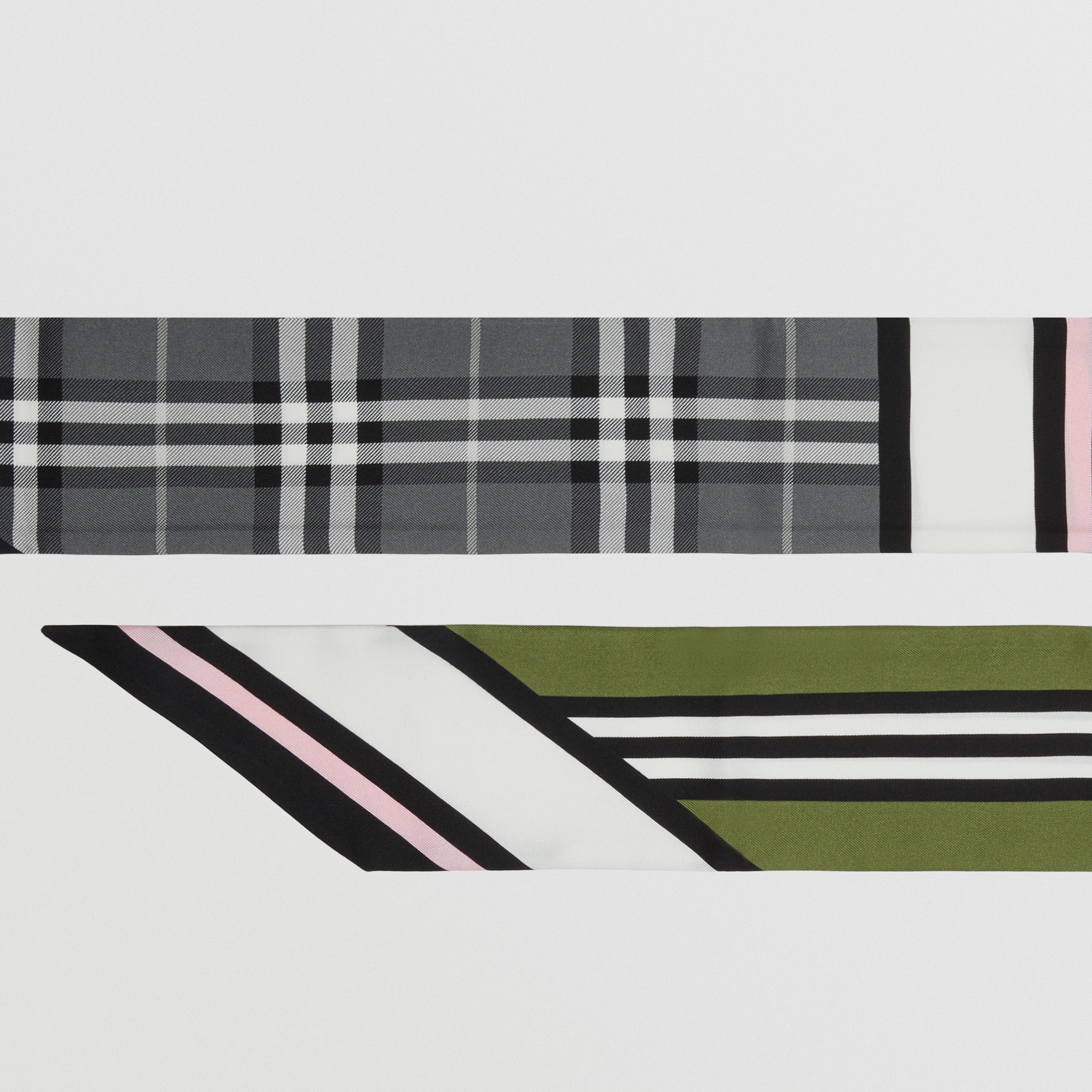 Pañuelo estrecho en seda con collage de motivos (Verde Abeto) | Burberry® oficial - 2