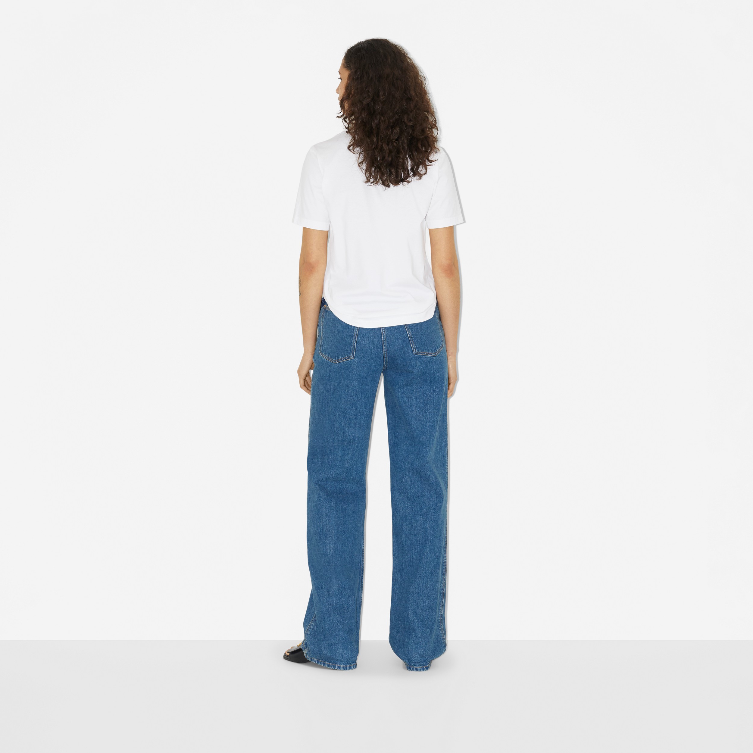 T-shirt en coton avec logo (Blanc/bleu) - Femme | Site officiel Burberry® - 4