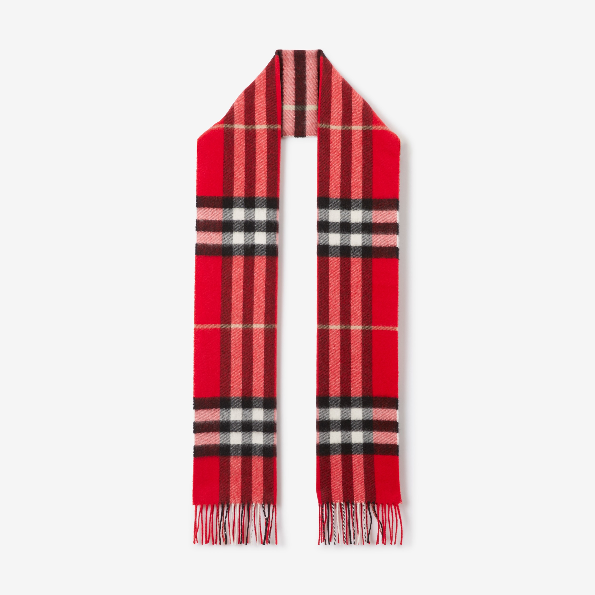 Burberry 格纹羊绒围巾(红色) | Burberry® 博柏利官网