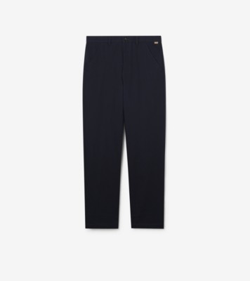 Cotton Twill Chinos in Navy - Men | Burberry® Official
