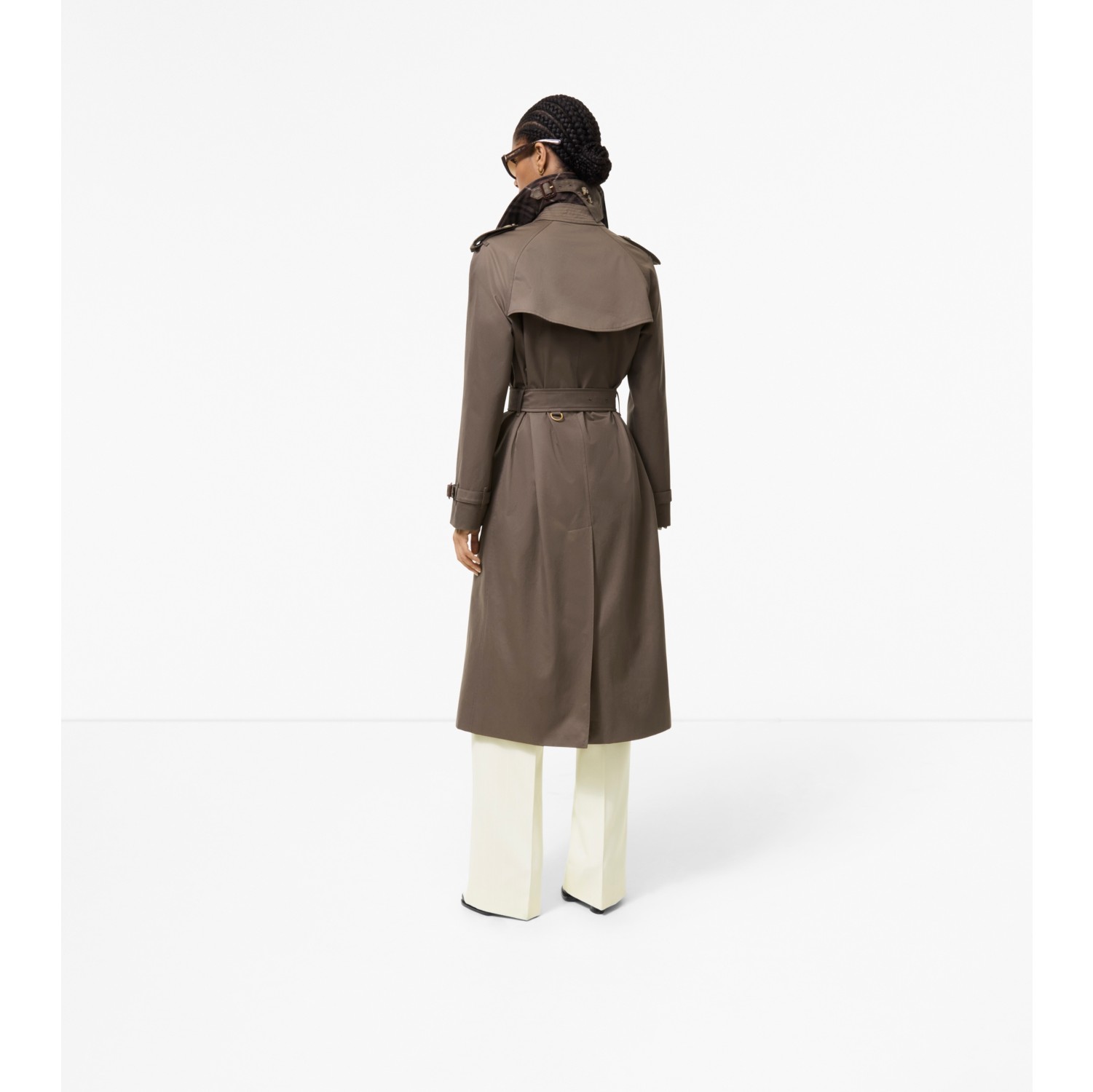 Long Tropical Gabardine Waterloo Trench Coat in Sepia brown