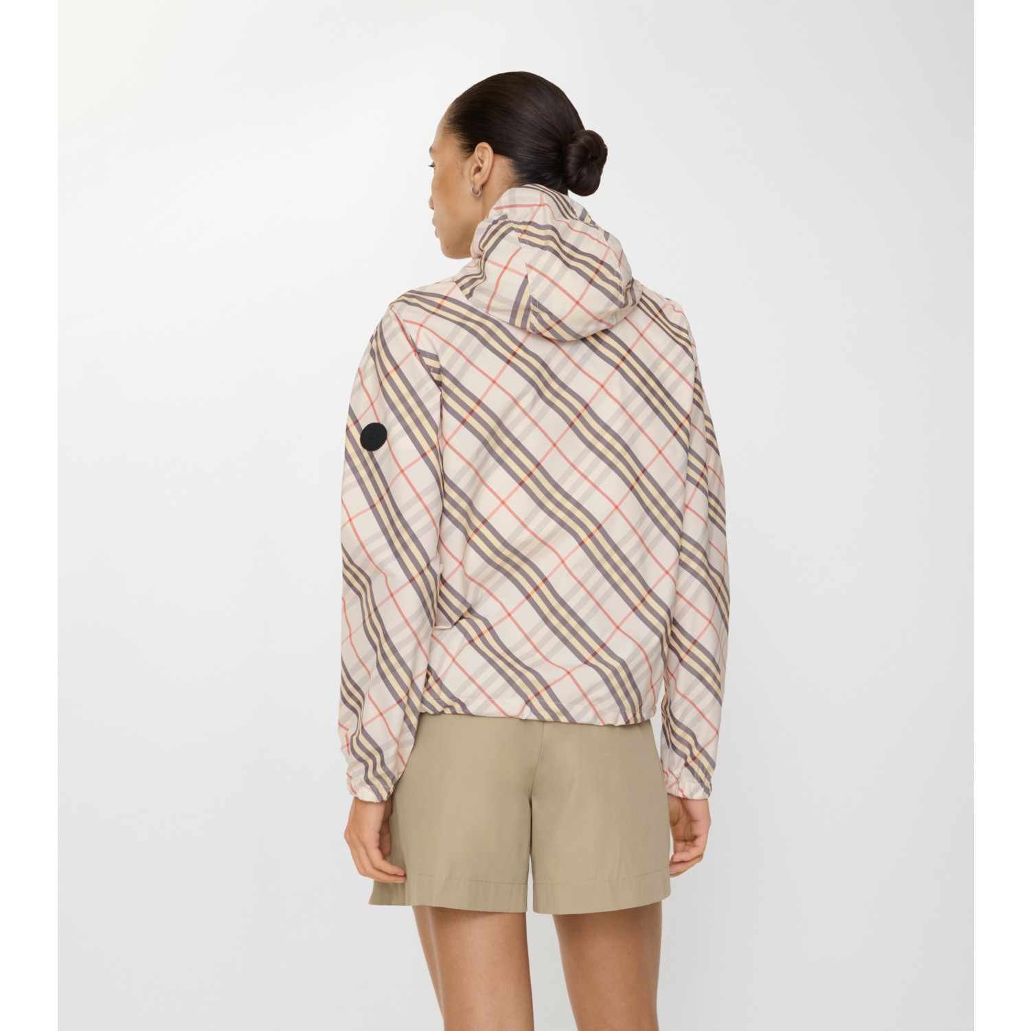 Check Salcombe Hooded Jacket​ in Pebble beige - Women, Nylon | Burberry® Official